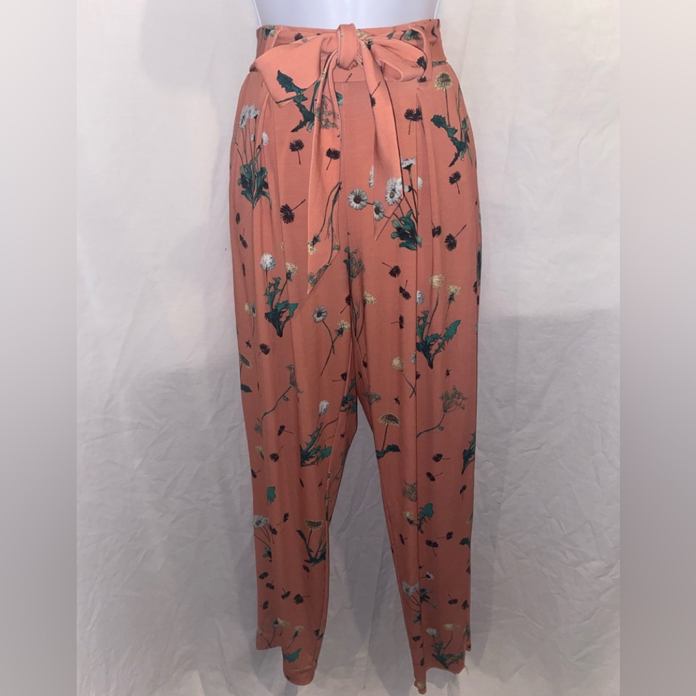 Women’s size Small EXPRESS coral paper bag floral pants with stretch